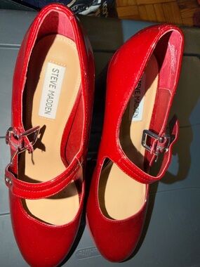 Steve Madden Red Patent Mary Jane Heels